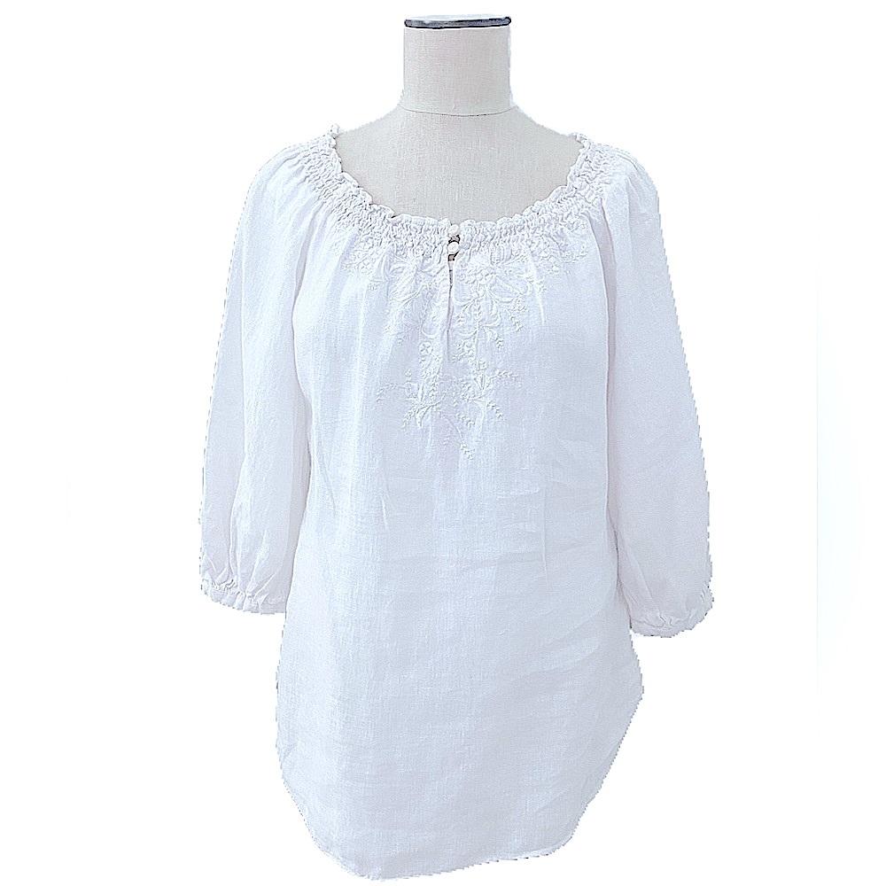 Ralph Lauren Boho/Beach White linen top